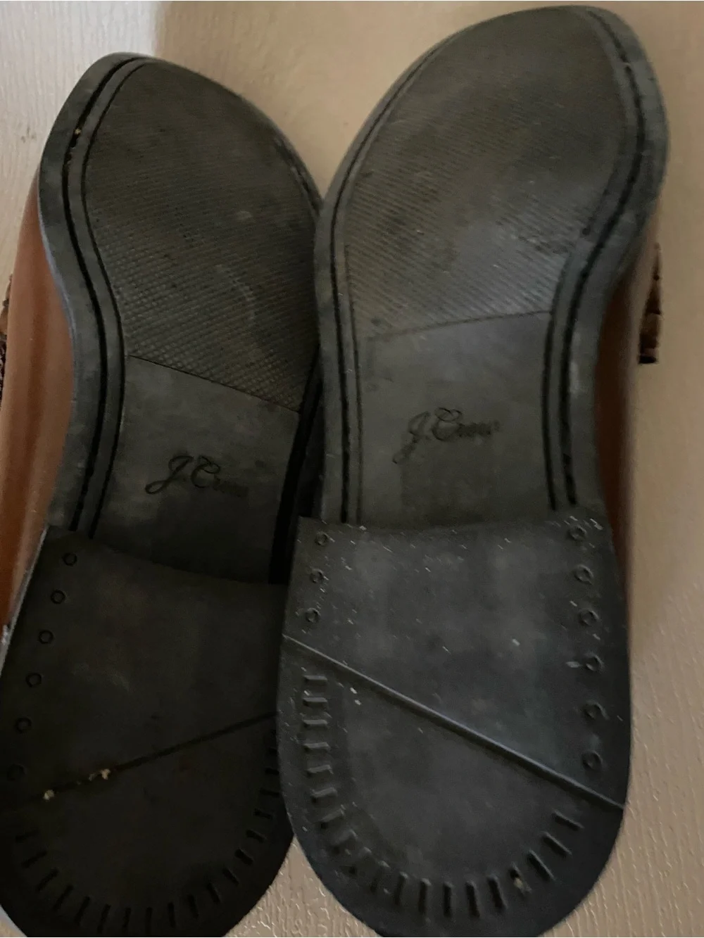 J.Crew superior boots & shoes brown patent leather penny loafers flex soles 10